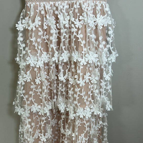 Endless Rose Crochet Layered Midi Dress White Sweetheart neckline Lined Sz S - Picture 5 of 16